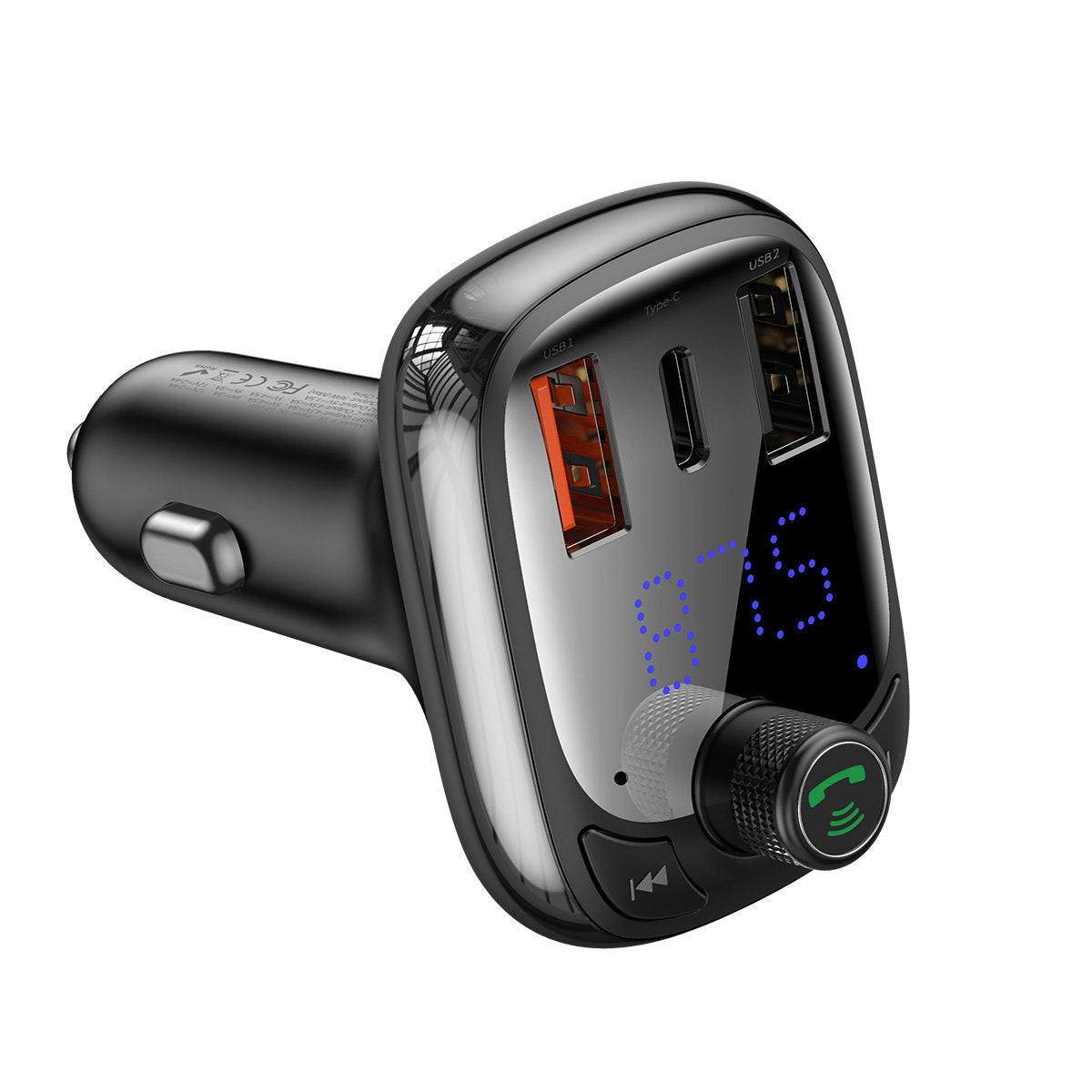 Baseus S-13 Modulador FM Bluetooth, 2 x USB-A - 1 x USB C - 1 x microSD CCMT000101