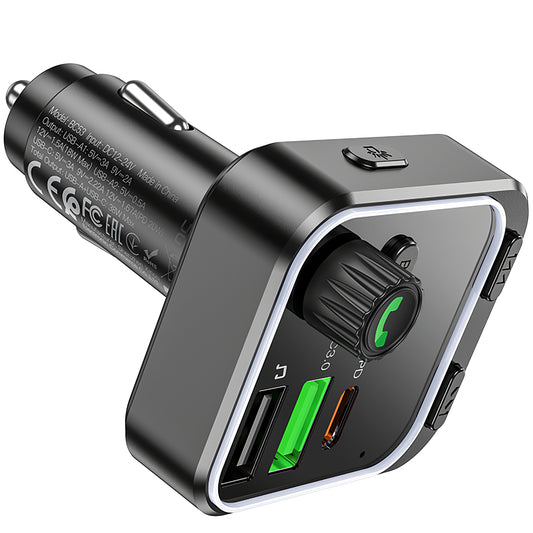 Modulador FM Bluetooth BC53 Highway, 2 x USB-A - 1 x USB-C