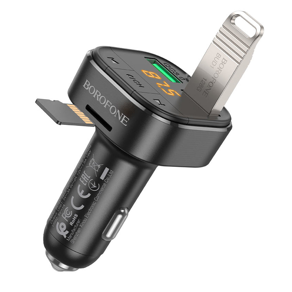 Modulador FM Bluetooth Borofone BC43 Flash, 2 x USB-A - 1 x microSD