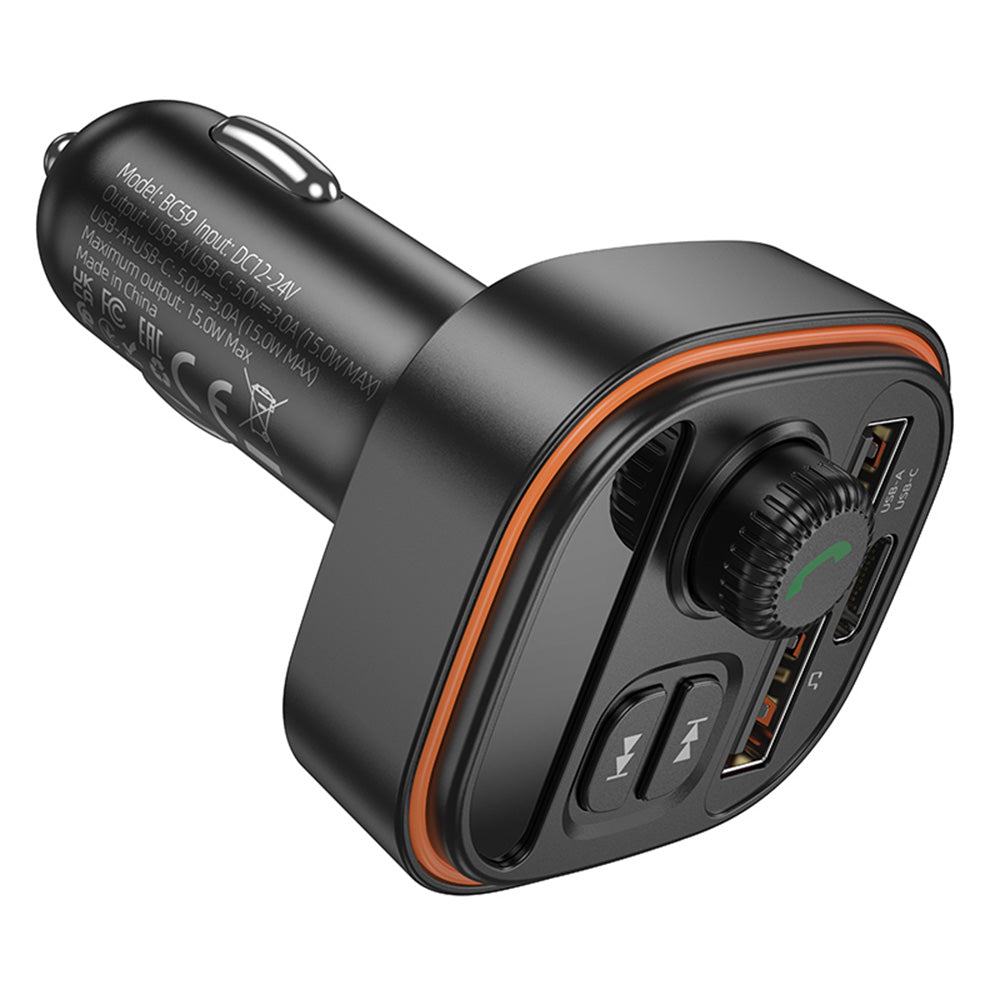 Modulador FM Bluetooth Borofone BC59 Heroic, 2 x USB-A - 1 x USB-C