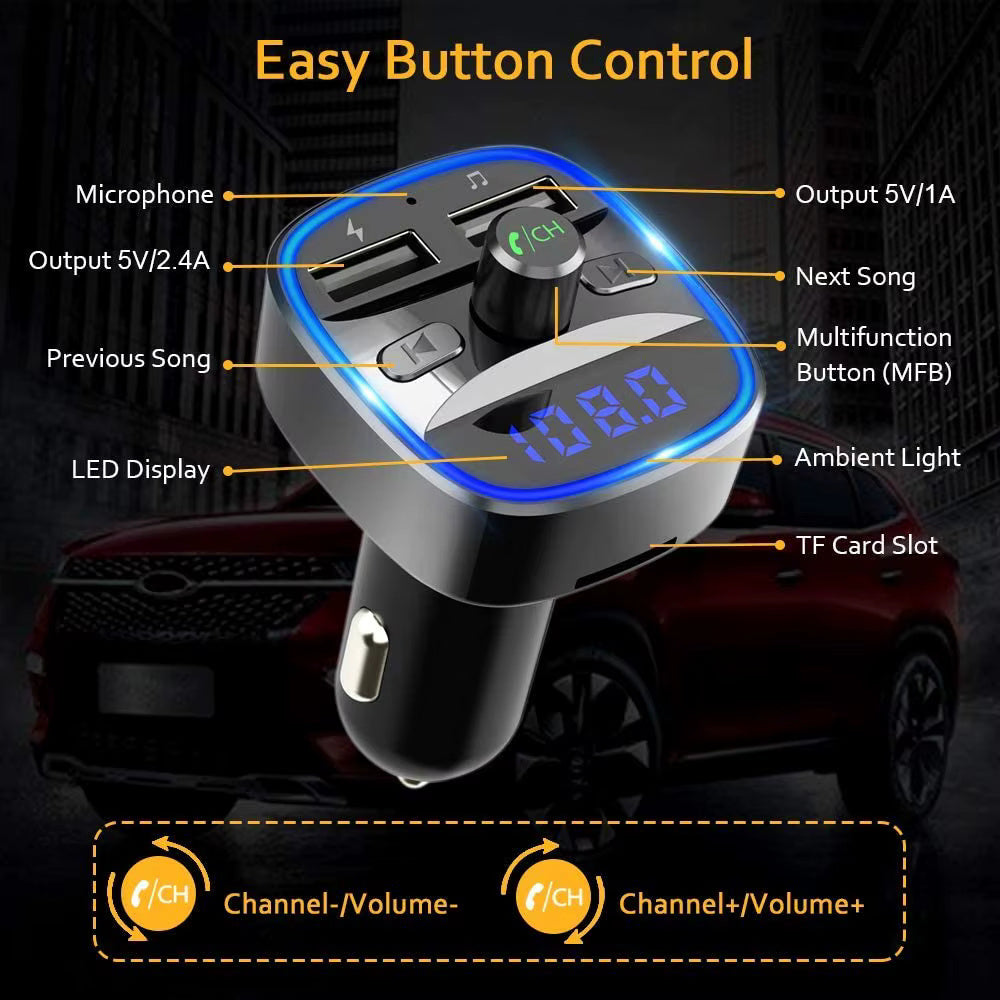 Modulador FM Bluetooth Techsuit JamLink, 2 x USB-A - 1 x microSD