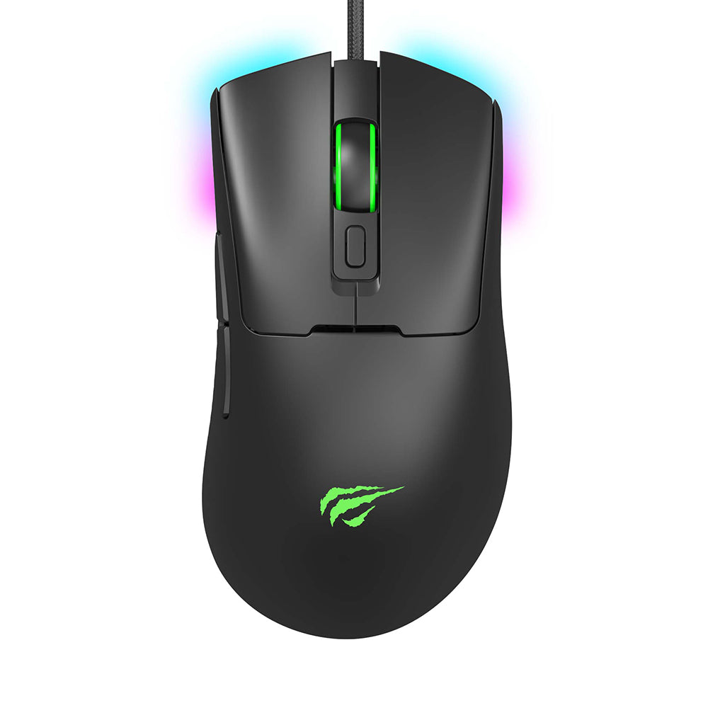 Mouse Gaming com Fio USB HAVIT MS966, RGB, 800DPI - 12000DPI, 1.6m, Preto