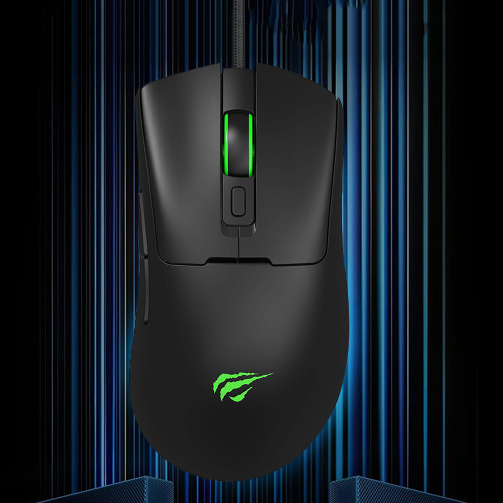 Mouse Gaming com Fio USB HAVIT MS966, RGB, 800DPI - 12000DPI, 1.6m, Preto