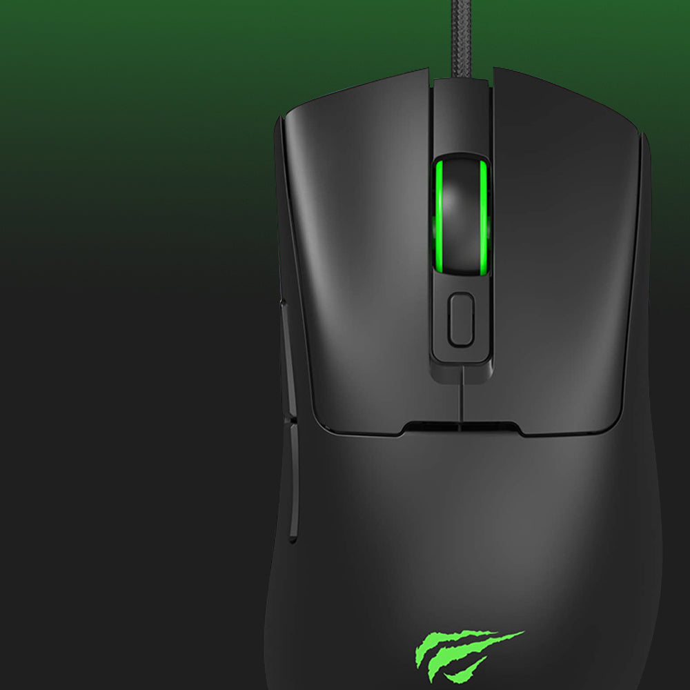 Mouse Gaming com Fio USB HAVIT MS966, RGB, 800DPI - 12000DPI, 1.6m, Preto