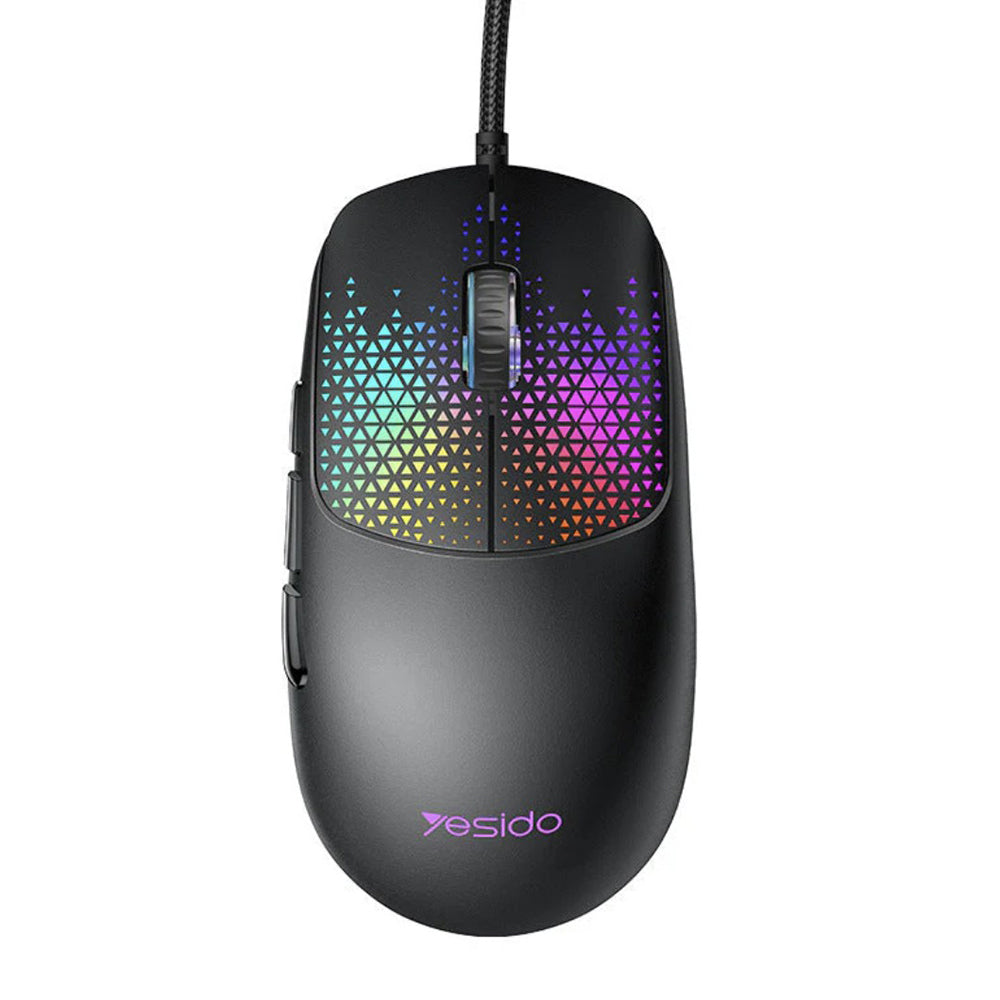 Mouse Gaming com Fio USB Yesido KB32, RGB, 7200DPI, Preto