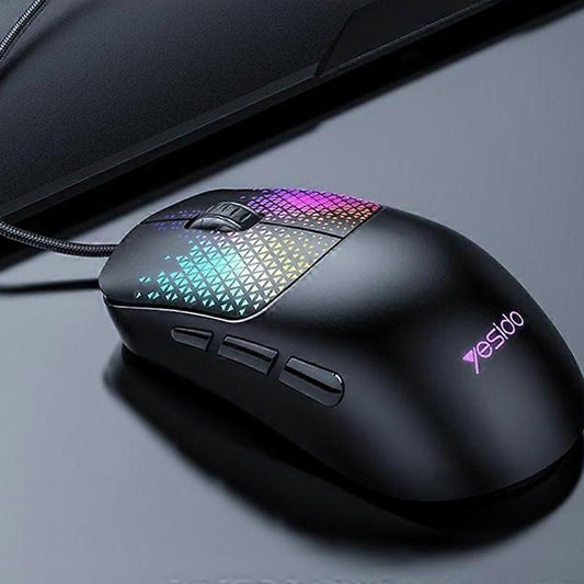 Mouse Gaming com Fio USB Yesido KB32, RGB, 7200DPI, Preto