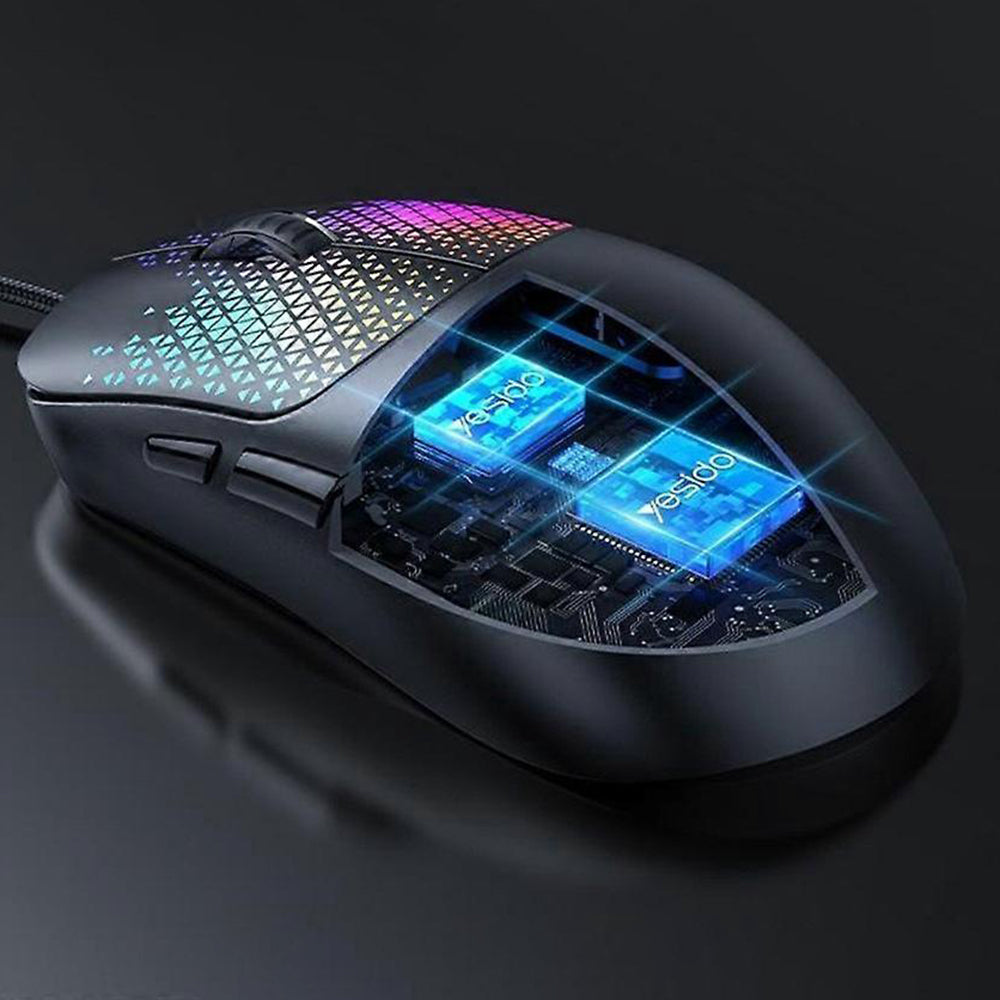 Mouse Gaming com Fio USB Yesido KB32, RGB, 7200DPI, Preto
