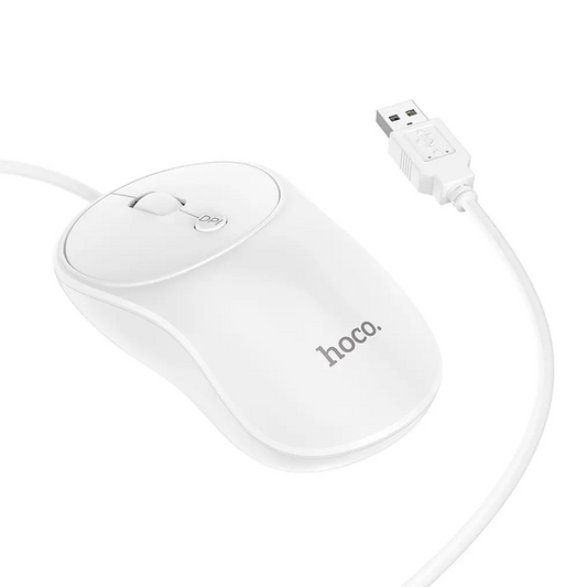 Rato com Fio USB HOCO GM13, 1600DPI, Branco