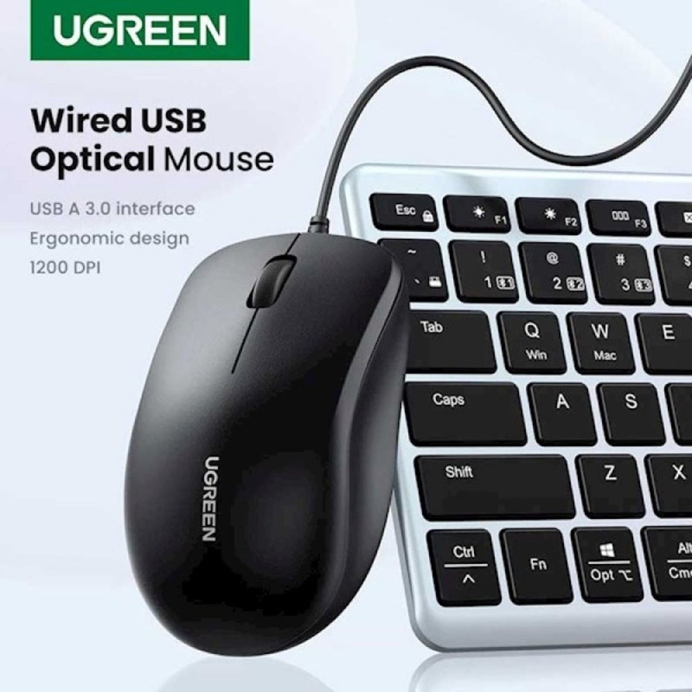 Mouse Wired USB UGREEN MU007, 1200DPI, 1.5m, Preto