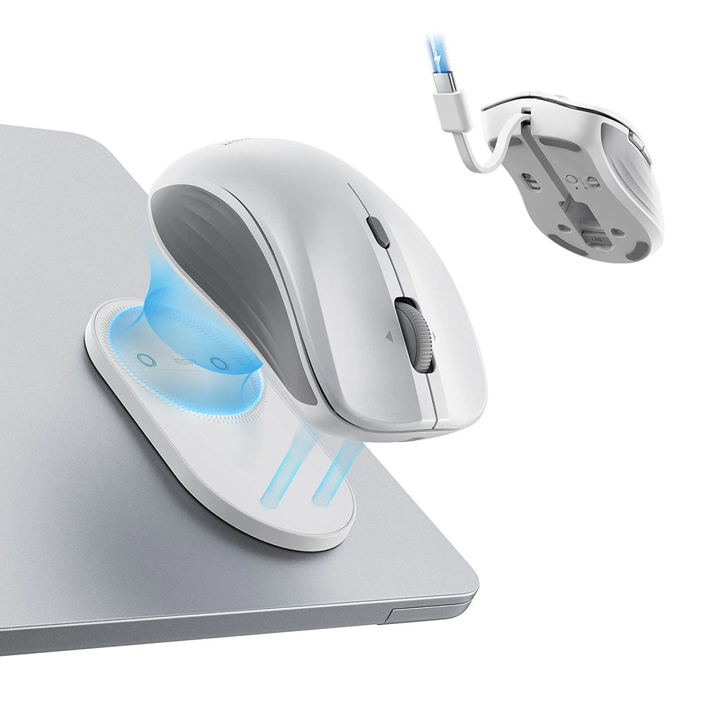 Mouse Wireless ESR MagMouse, 800DPI - 4800DPI, BT / Wi-Fi, Branco
