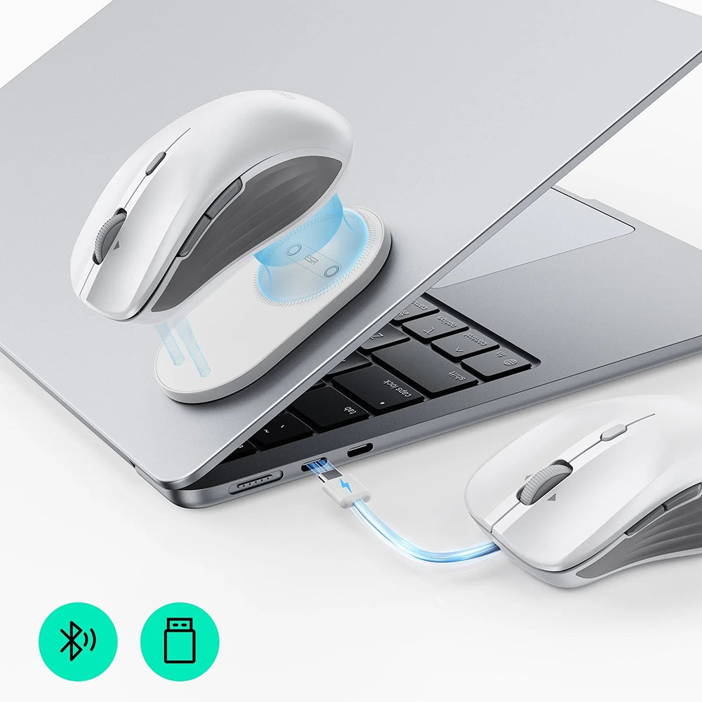 Mouse Wireless ESR MagMouse, 800DPI - 4800DPI, BT / Wi-Fi, Branco