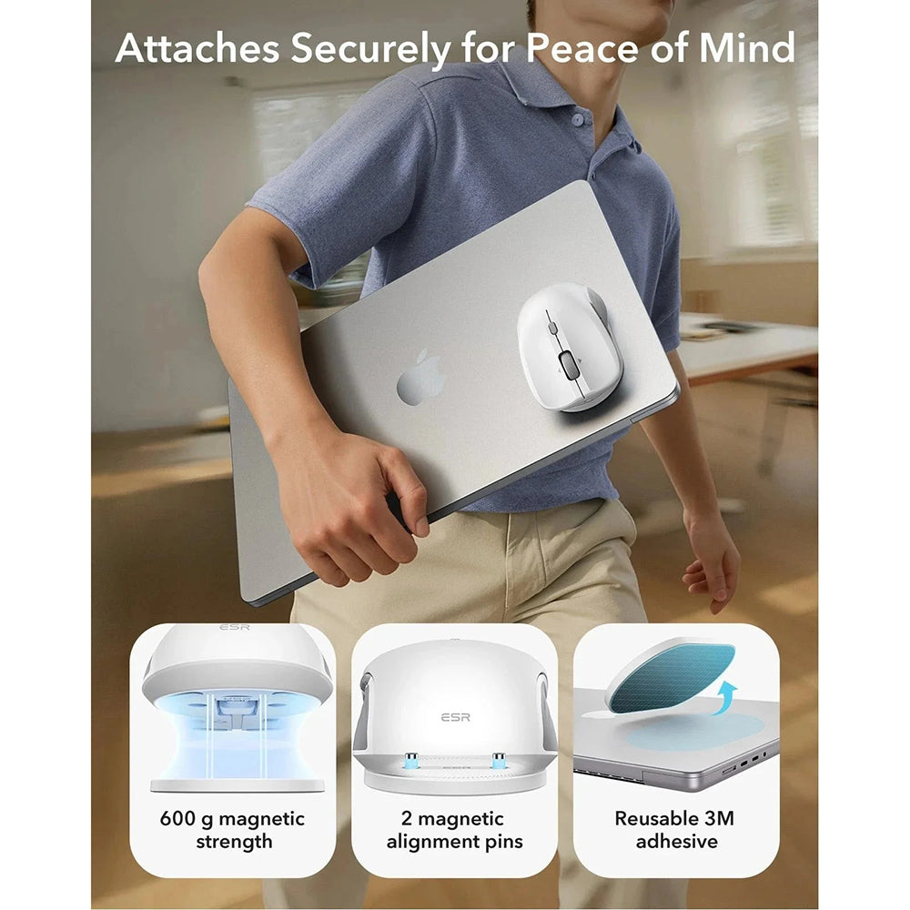 Mouse Wireless ESR MagMouse, 800DPI - 4800DPI, BT / Wi-Fi, Branco