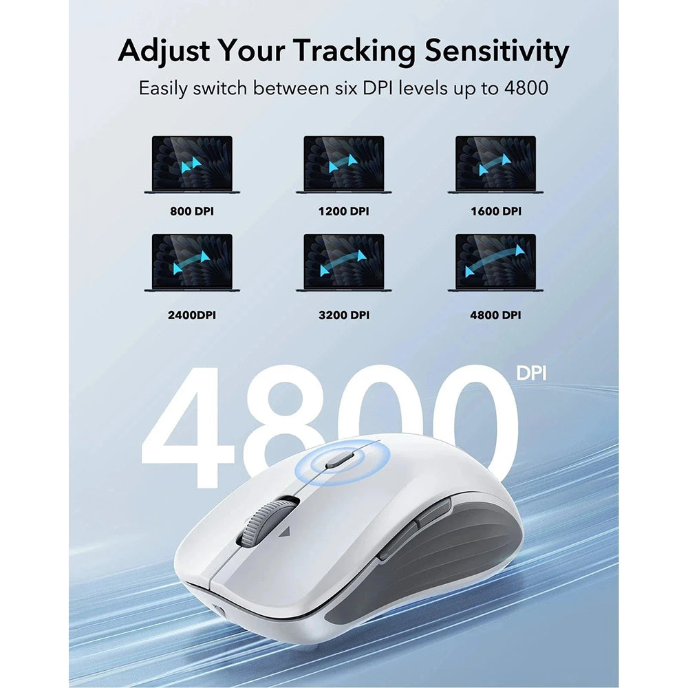 Mouse Wireless ESR MagMouse, 800DPI - 4800DPI, BT / Wi-Fi, Branco