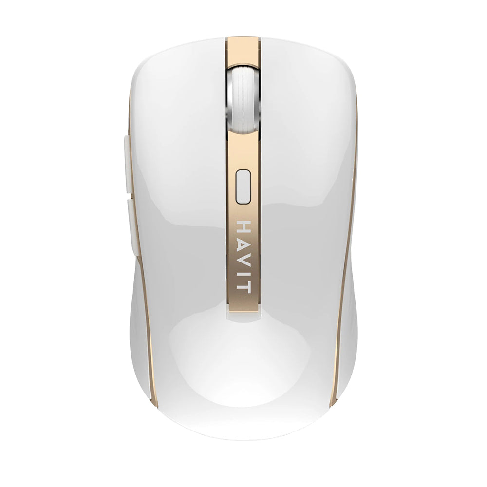 Mouse Wireless HAVIT MS951GT, 1000DPI - 1600DPI, Branco Dourado