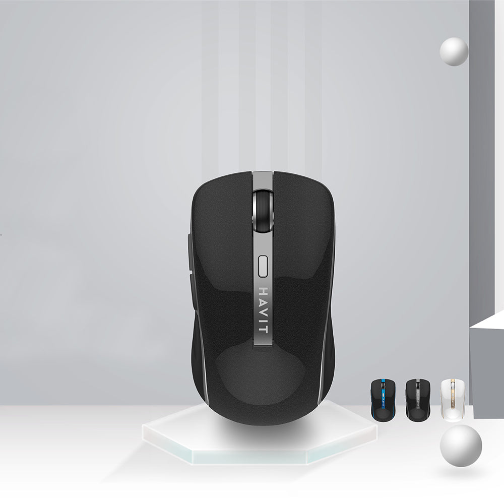 Mouse Wireless HAVIT MS951GT, 1000DPI - 1600DPI, Branco Dourado