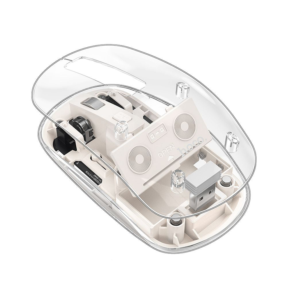 Mouse Wireless HOCO GM29, 1600DPI, BT / Wi-Fi, Branco