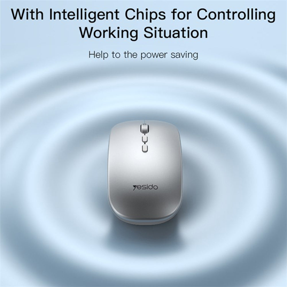 Mouse Wireless Yesido KB15, 800DPI - 1600DPI, Prateado