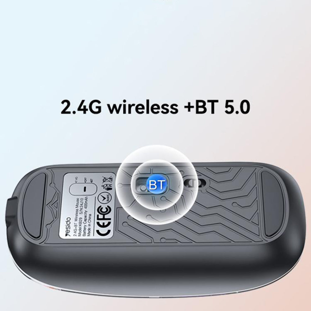 Mouse Wireless Yesido KB29, 800DPI - 1600DPI, BT / Wi-Fi, Branco