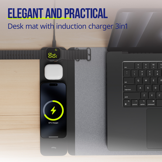 MousePad Allity. ALP-100 4em1 com Carregamento Sem Fios para Telemóvel / Relógio / Auscultadores, Preto