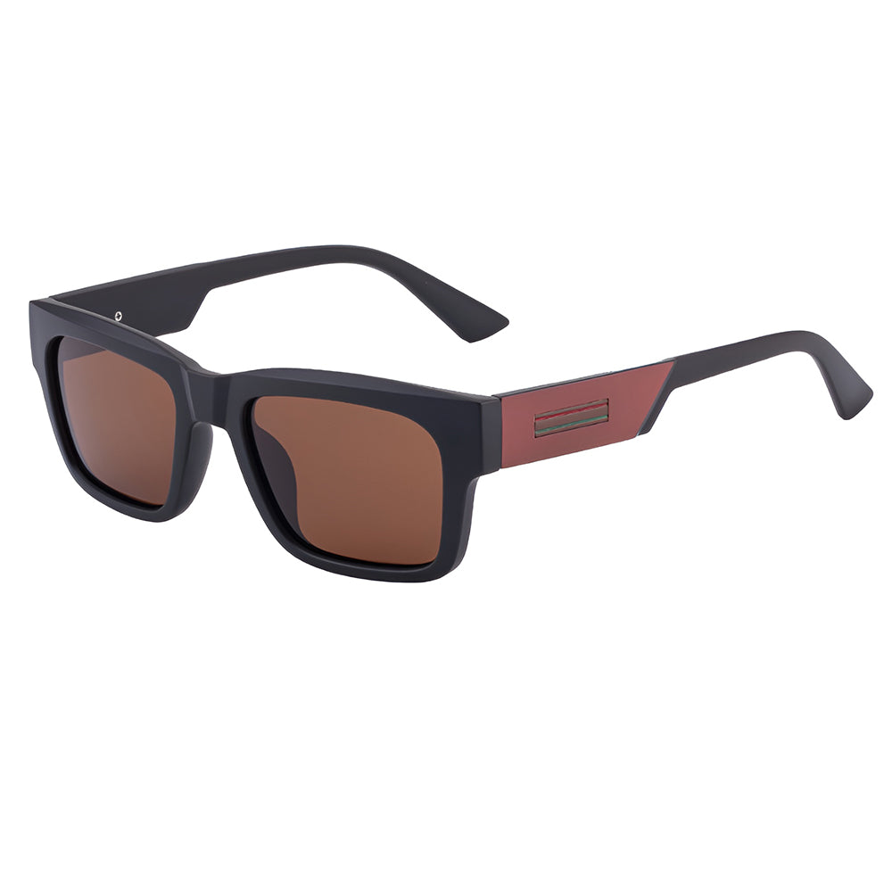 Óculos de Sol Homem Techsuit 8491, Polarizados, Proteção UV, Preto Mate Vermelhos