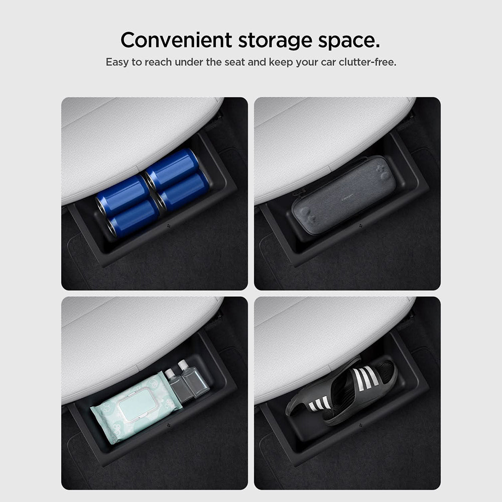 Organizador Automóvel Spigen TO222J com montagem sob o assento para Tesla Y Juniper, Conjunto de 2 peças