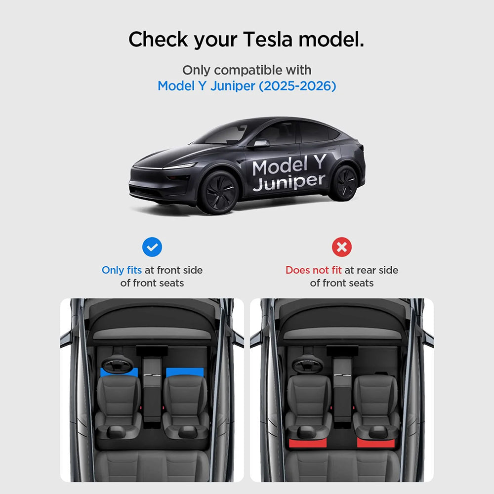 Organizador Automóvel Spigen TO222J com montagem sob o assento para Tesla Y Juniper, Conjunto de 2 peças