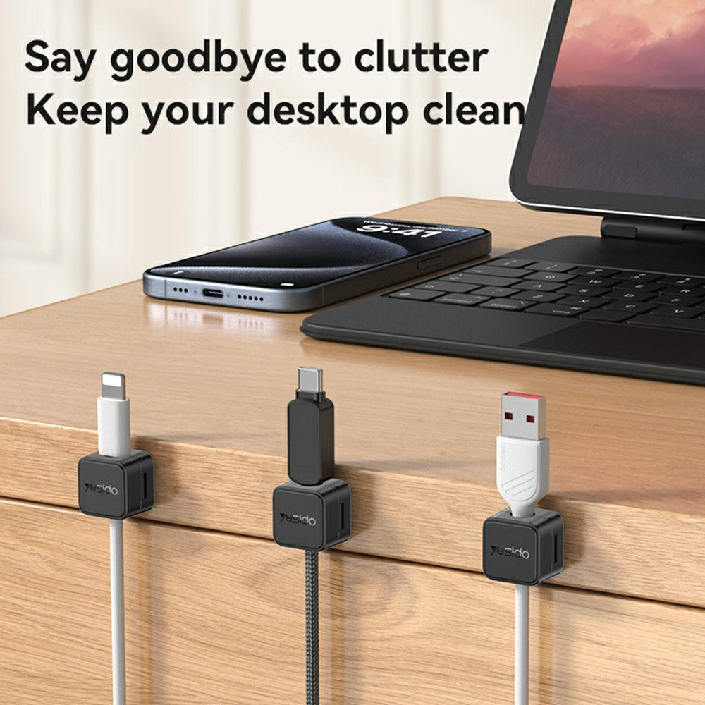 Yesido C216BL Cable Organizer, Set of 4 Pieces, Black