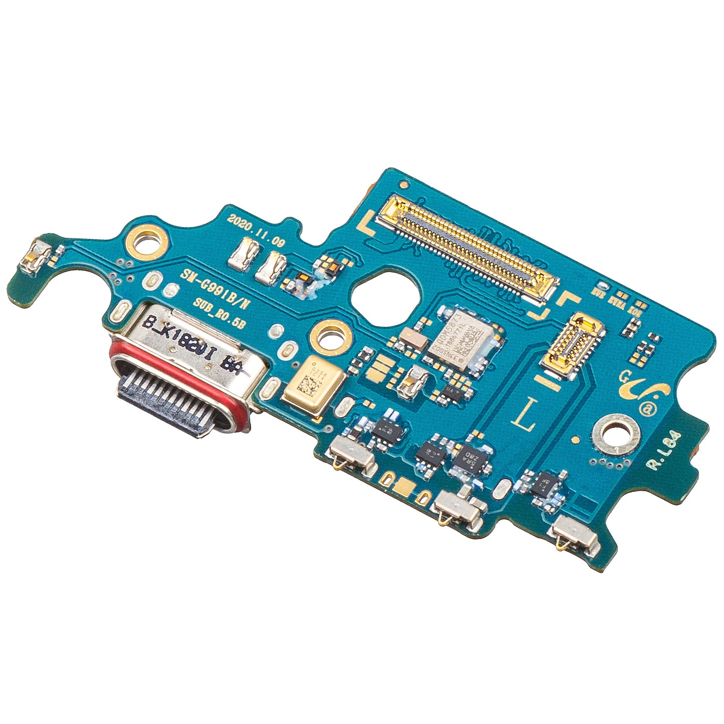 Placa com Conector de Carregamento - Microfone - Módulo Leitor SIM Samsung Galaxy S21 5G G991, Service Pack GH96-14033A