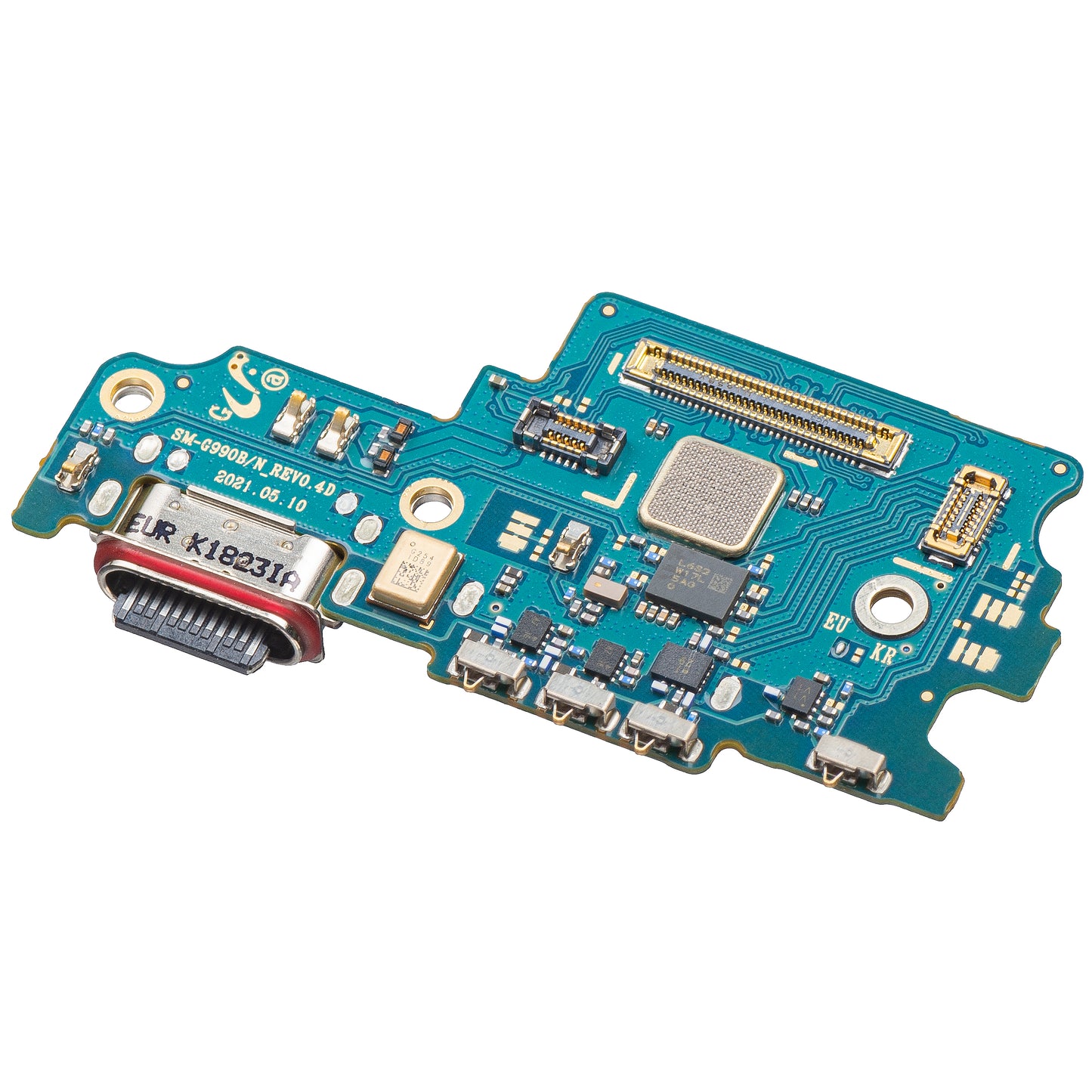 Placa com Conector de Carregamento - Microfone - Módulo Leitor SIM Samsung Galaxy S21 FE 5G G990, Service Pack GH96-14548A
