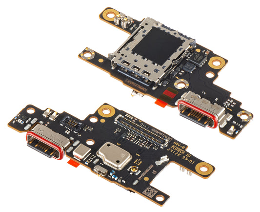 Placa com Conector de Carregamento - Microfone - Módulo Leitor SIM Xiaomi Poco F6, Service Pack 5600010N16T00