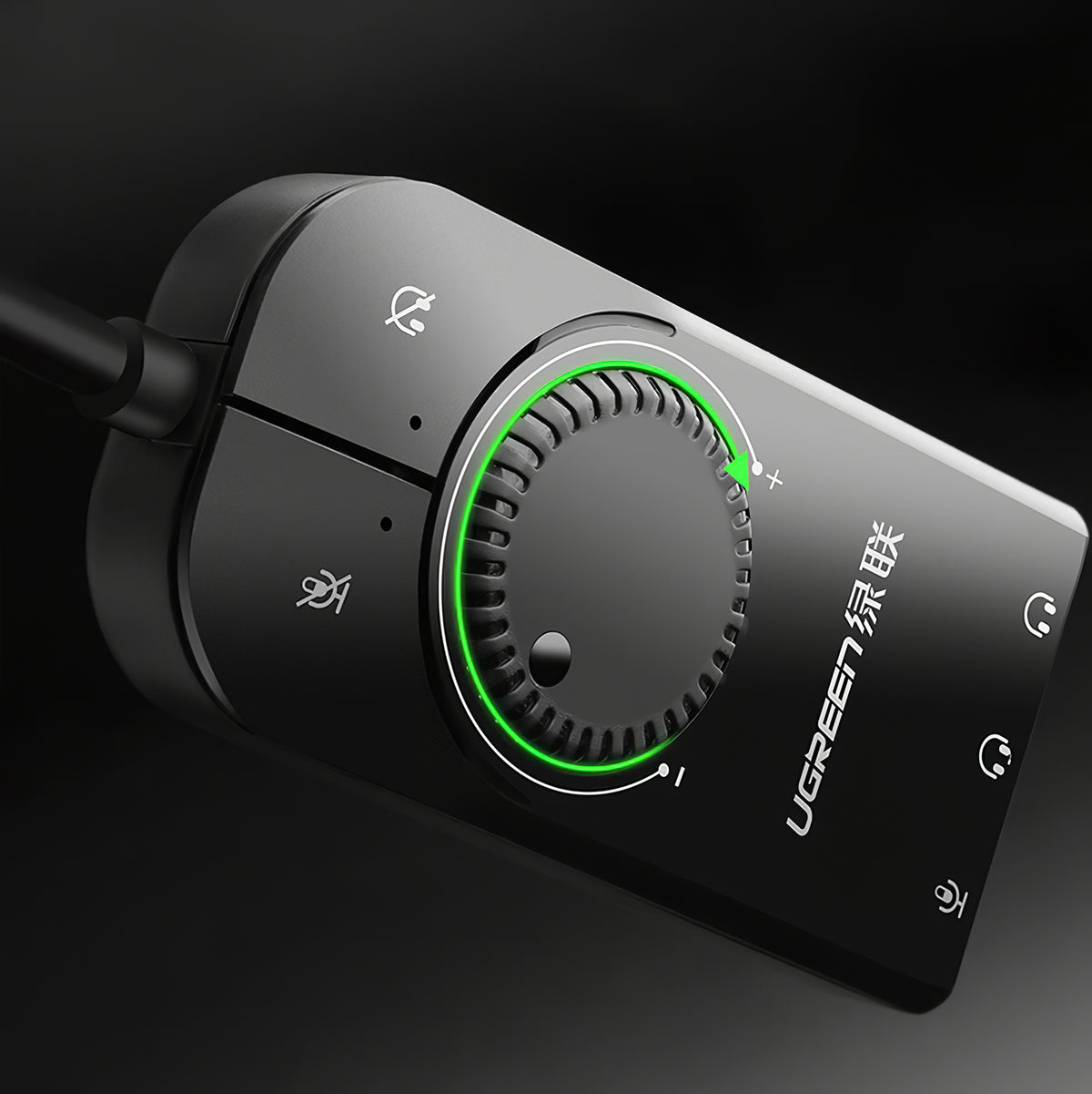 Placa de som USB UGREEN CM129, 3 x Jack 3.5mm, Preto