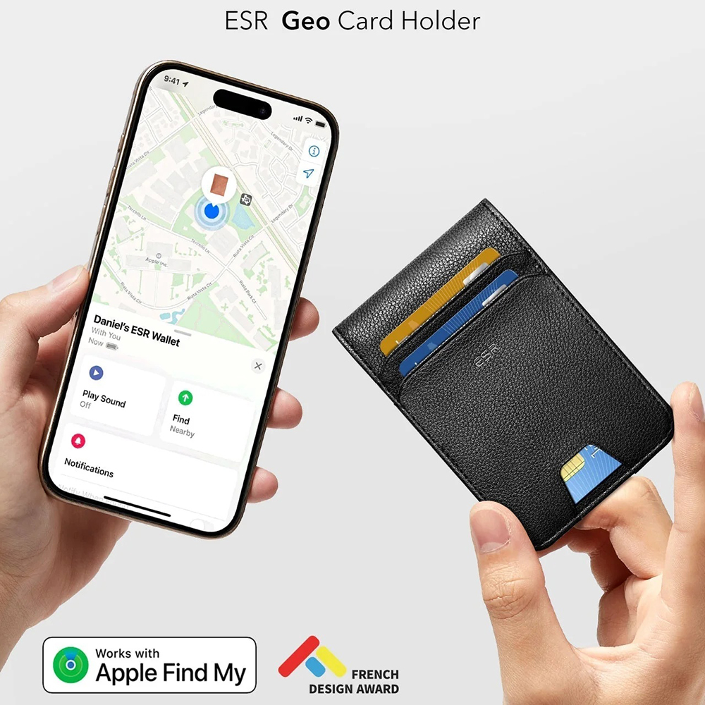 Carteira ESR Classic Geo Carbon com função Find My e Proteção RFID, Preto, Recondicionado