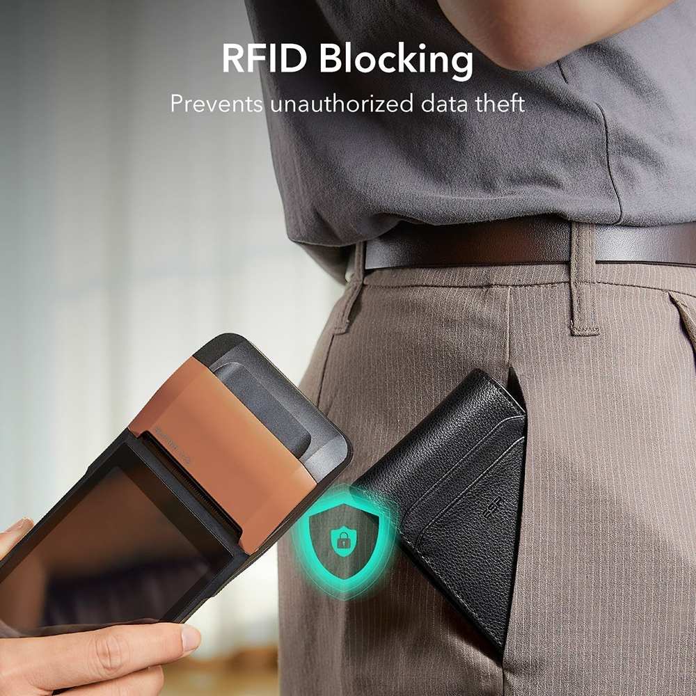 Carteira ESR Classic Geo Carbon com função Find My e Proteção RFID, Preto, Recondicionado