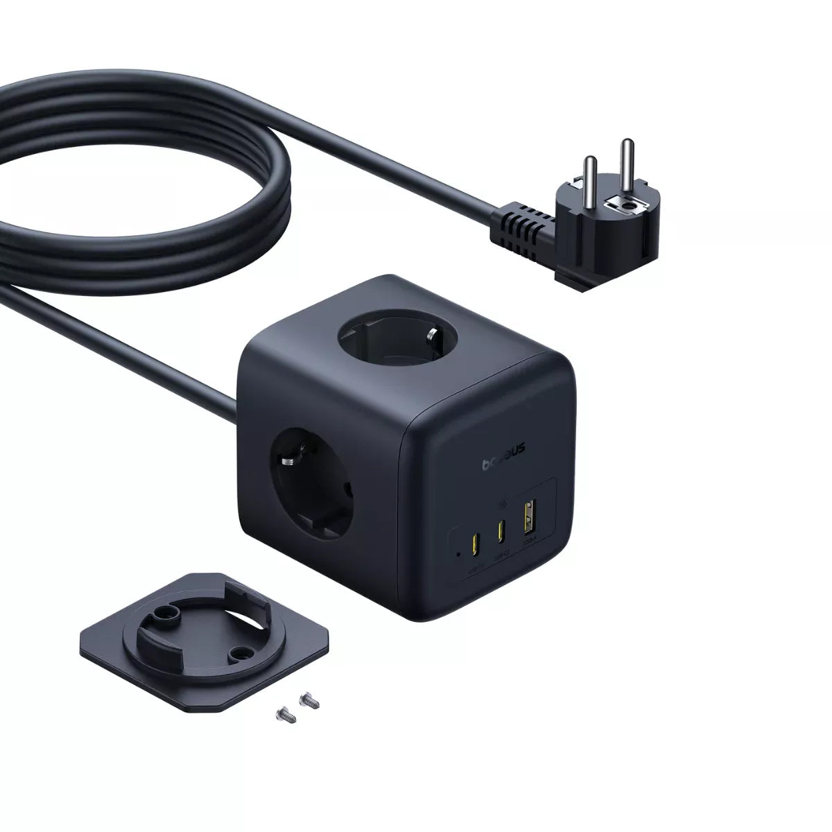 Extensão Baseus EnerFill FA11, 3 x Schuko - 1 x USB-A - 2 x USB-C, Preto E00082100123-00