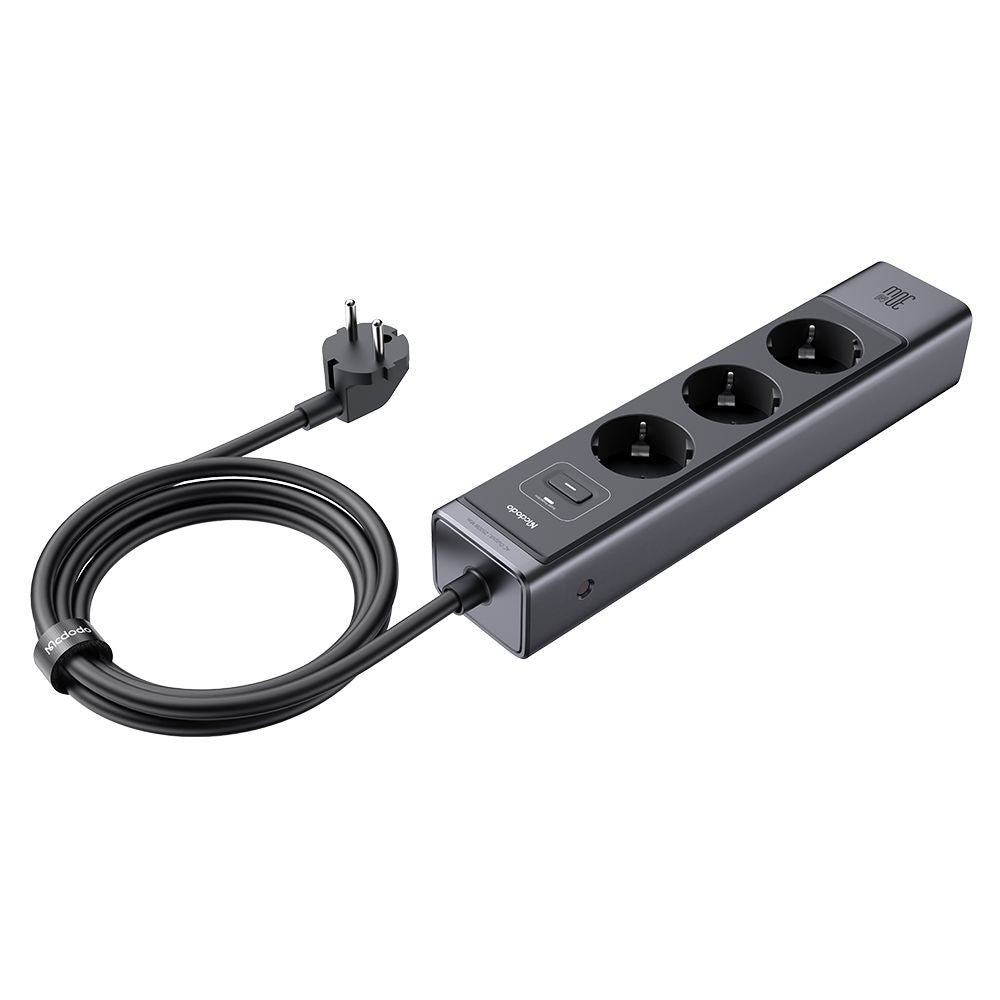 Extensão McDodo CH-0620, 3 x Schuko - 1 x USB-A - 2 x USB-C, Preto