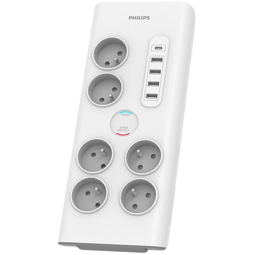 Carregador de rede Philips, 4 x USB-A - 1 x USB-C - 6 x Schuko, branco PHIL-SPN7060WA/60