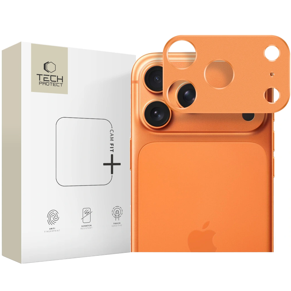 Moldura de Proteção para Câmera Traseira Tech-Protect Camalloy Fit+ para Apple iPhone 17 Pro, Alumínio, Laranja