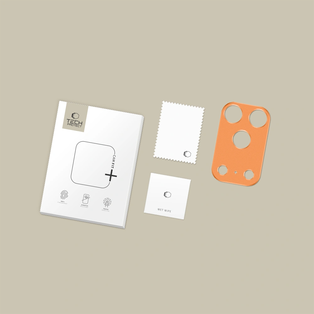 Moldura de proteção para Câmara Traseira Tech-Protect Camalloy Fit+ para Apple iPhone 17 Pro Max, Alumínio, Laranja