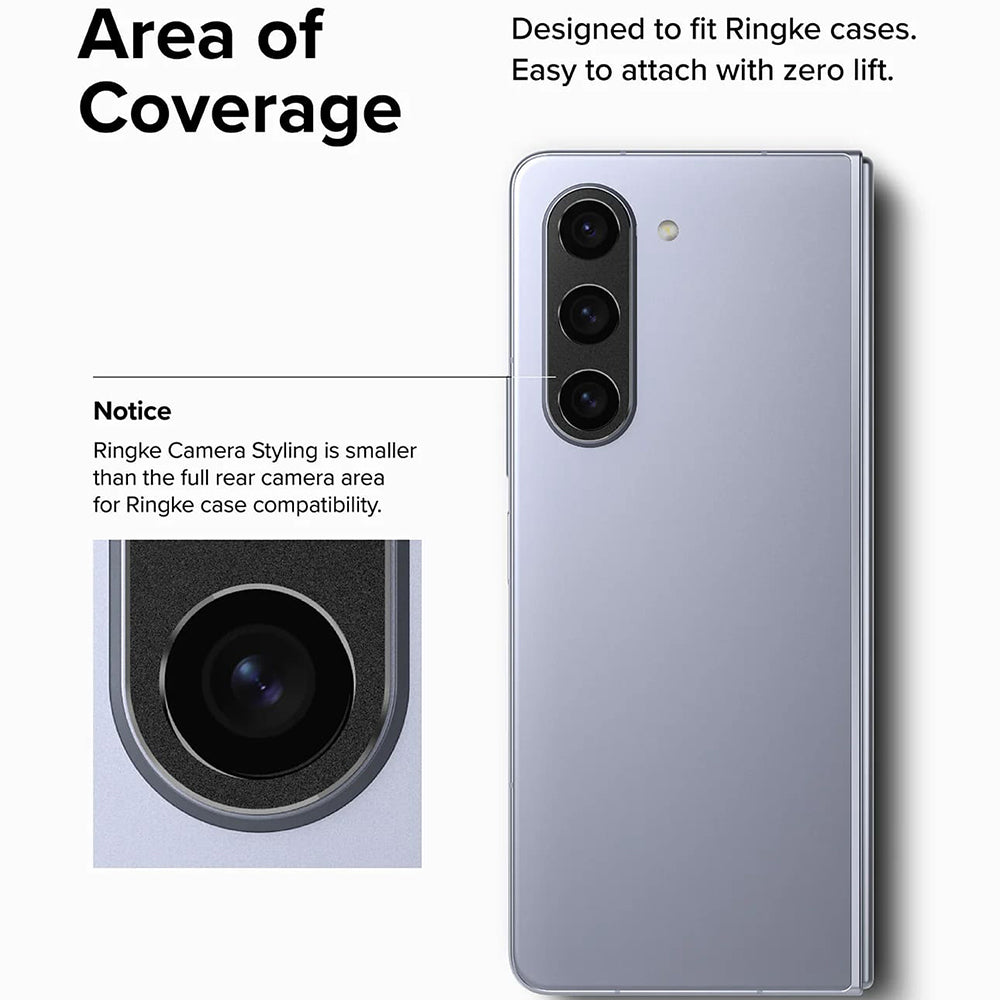 Moldura de proteção para Câmera Traseira Ringke Styling para Samsung Galaxy Z Fold5 F946, Alumínio, Preta