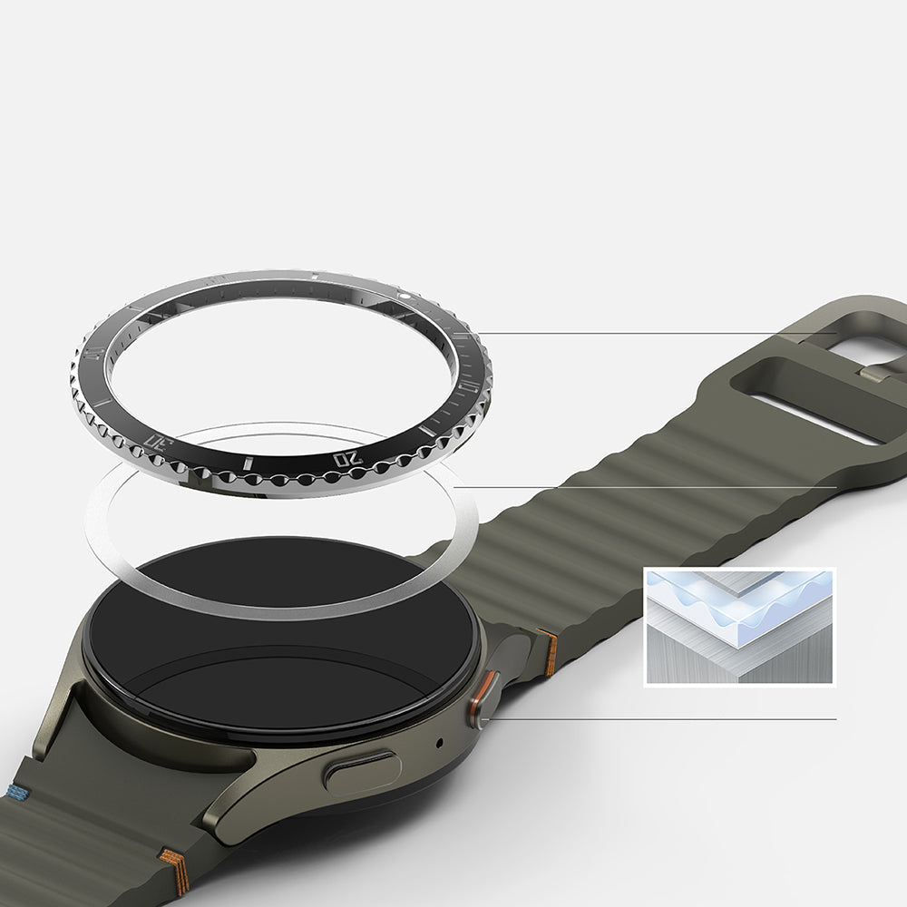 Moldura de Proteção Ringke Premium Styling para Samsung Galaxy Watch7 44mm, Modelo 4, Preta