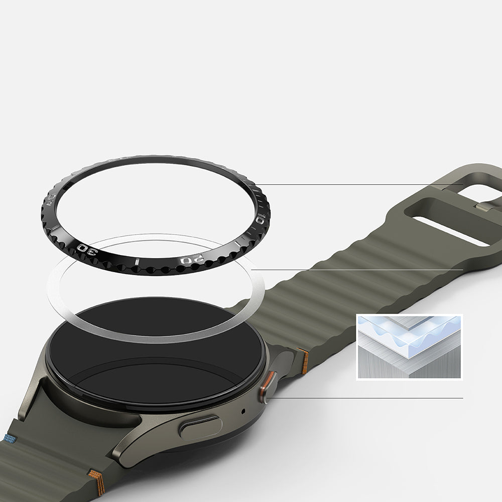 Moldura de Proteção Ringke Styling para Samsung Galaxy Watch7 40mm, Modelo 6, Preta
