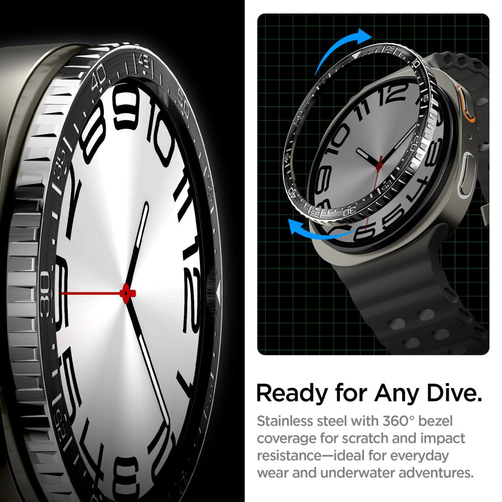Moldura de Proteção Spigen Tune Diver para Samsung Galaxy Watch8 44mm, Preta ACS10008
