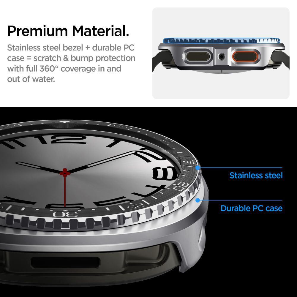 Moldura de Proteção Spigen Tune Pro Diver para Samsung Galaxy Watch8 44mm, Preta