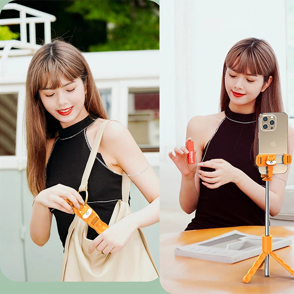 Selfie Stick Bluetooth Techsuit KT01, Universal, Laranja