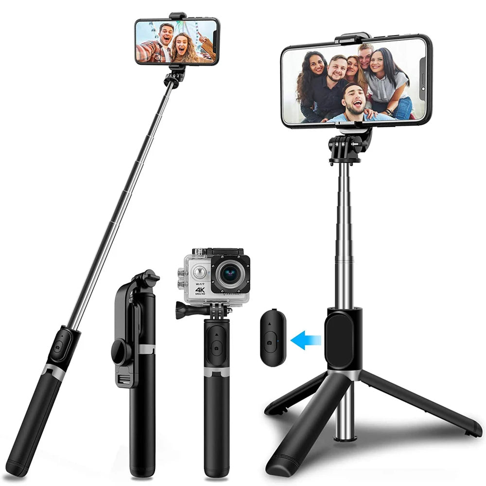 Selfie Stick Bluetooth Techsuit Q02, Universal, Preto