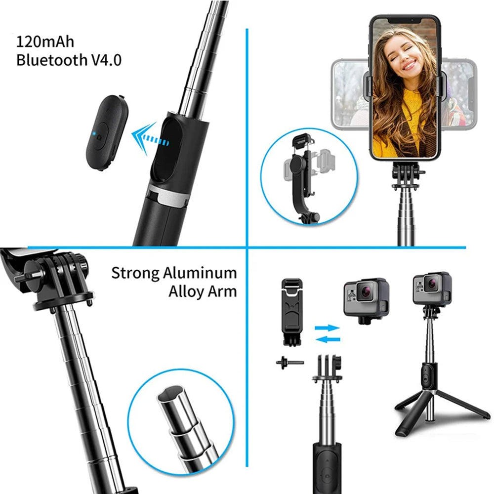 Selfie Stick Bluetooth Techsuit Q02, Universal, Preto