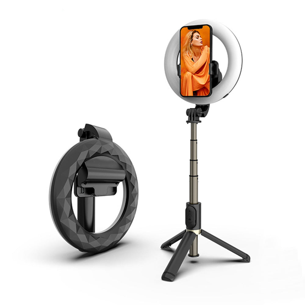 Selfie Stick Bluetooth Techsuit Q07 Ring Light, Universal, Preto
