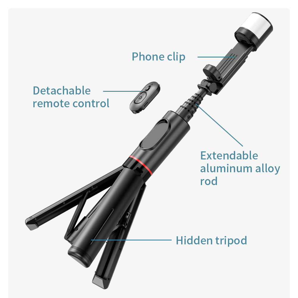 Selfie Stick Bluetooth Techsuit Q12S, Universal, Preto