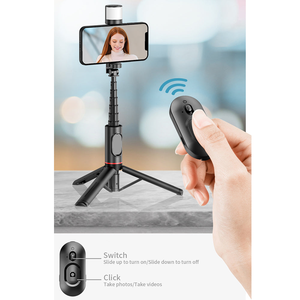 Selfie Stick Bluetooth Techsuit Q12S, Universal, Preto