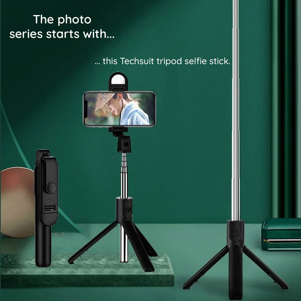 Selfie Stick Bluetooth Techsuit S05-S, Universal, Preto